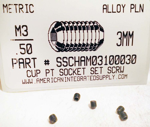 M3-.50X3MM HEX SOCKET SET SCREW CUP POINT 45H ALLOY STEEL BLACK D916