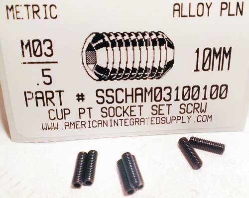 M3-.50X10mm SOCKET SET SCREW CUP POINT 45H STEEL BLACK D916