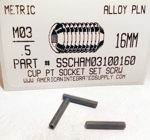 M3-.50X16mm SOCKET SET SCREW CUP POINT 45H STEEL BLACK D916
