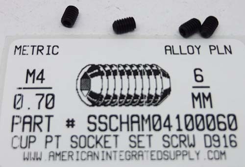 M4-.70X6mm SOCKET SET SCREW CUP POINT 45H STEEL BLACK D916