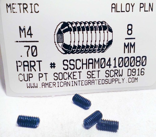 M4-.70X8mm SOCKET SET SCREW CUP POINT 45H STEEL BLACK D916