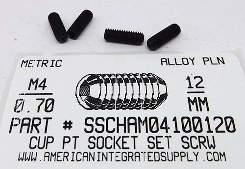 M4-.70X12mm SOCKET SET SCREW CUP POINT 45H STEEL BLACK D916