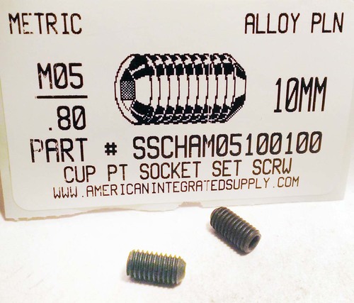M5-.80X10mm SOCKET SET SCREW CUP POINT 45H STEEL BLACK D916