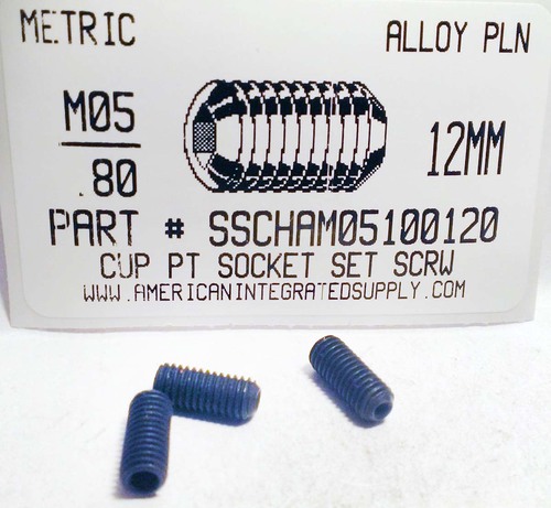 M5-.80X12mm SOCKET SET SCREW CUP POINT 45H STEEL BLACK D916
