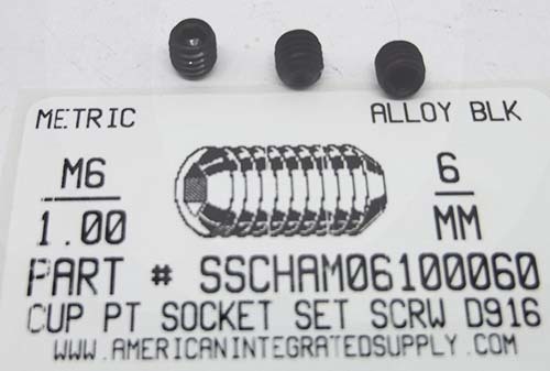 M6-1.00X6mm SOCKET SET SCREW CUP POINT 45H STEEL BLACK D916