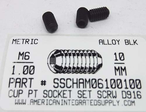 M6-1.00X10mm SOCKET SET SCREW CUP POINT 45H STEEL BLACK D916