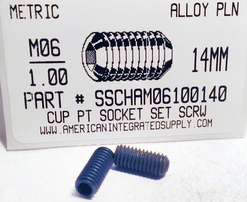M6-1.00X14mm SOCKET SET SCREW CUP POINT 45H STEEL BLACK D916