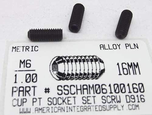 M6-1.00X16mm SOCKET SET SCREW CUP POINT 45H STEEL BLACK D916