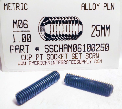 M6-1.00X25mm SOCKET SET SCREW CUP POINT 45H STEEL BLACK D916