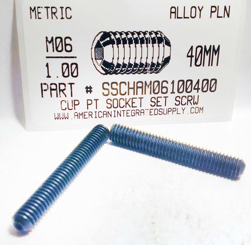 M6-1.00X40mm SOCKET SET SCREW CUP POINT 45H STEEL BLACK D916
