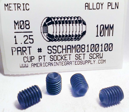 M8-1.25X10mm SOCKET SET SCREW CUP POINT 45H STEEL BLACK D916