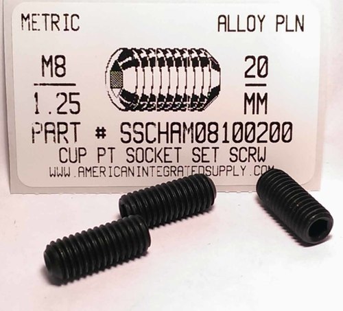 M8-1.25X20mm SOCKET SET SCREW CUP POINT 45H STEEL BLACK D916