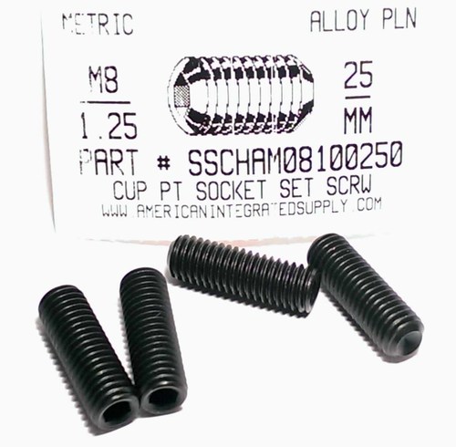 M8-1.25X25mm SOCKET SET SCREW CUP POINT 45H STEEL BLACK D916