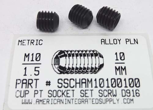 M10-1.50X10mm SOCKET SET SCREW CUP POINT 45H STEEL BLACK D916