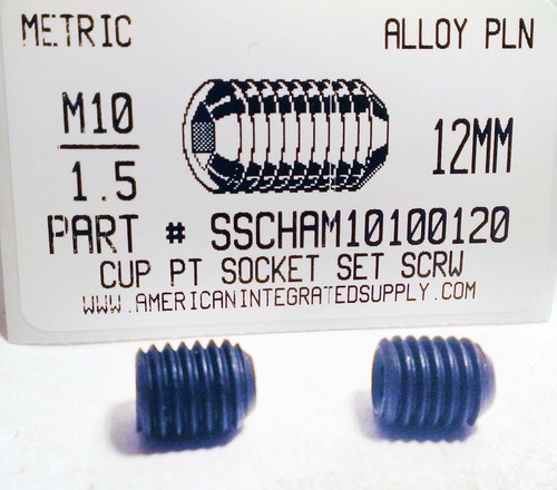 M10-1.50X12mm SOCKET SET SCREW CUP POINT 45H STEEL BLACK D916