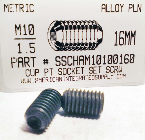 M10-1.50X16mm SOCKET SET SCREW CUP POINT 45H STEEL BLACK D916