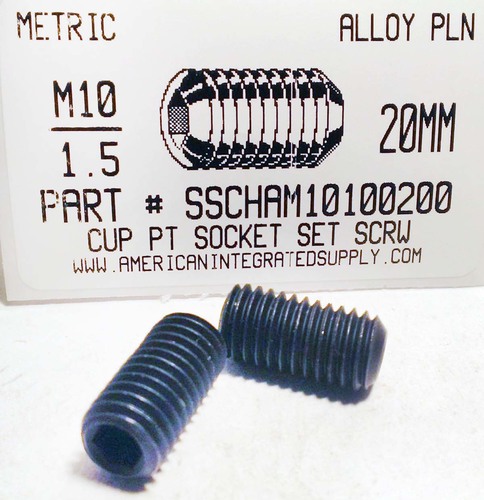M10-1.50X20mm SOCKET SET SCREW CUP POINT 45H STEEL BLACK D916