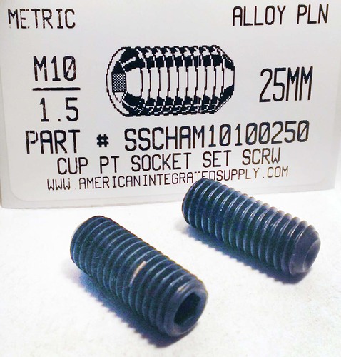 M10-1.50X25mm SOCKET SET SCREW CUP POINT 45H STEEL BLACK D916