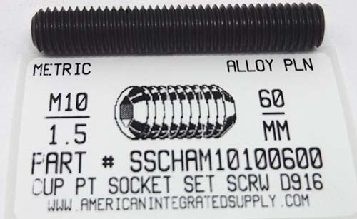 M10-1.50X60mm SOCKET SET SCREW CUP POINT 45H STEEL BLACK D916
