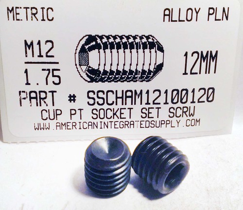 M12-1.75X12mm SOCKET SET SCREW CUP POINT 45H STEEL BLACK D916