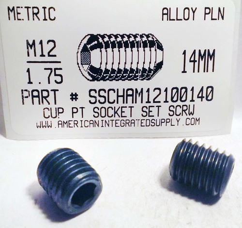 M12-1.75X14mm SOCKET SET SCREW CUP POINT 45H STEEL BLACK D916