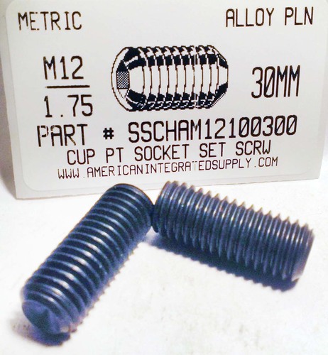 M12-1.75X30mm SOCKET SET SCREW CUP POINT 45H STEEL BLACK D916