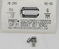 M4-.70X6MM SOCKET SET SCREW CUP POINT A2 STAINLESS STEEL D916