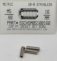 M5-.80X16MM SOCKET SET SCREW CUP POINT A2 STAINLESS STEEL D916