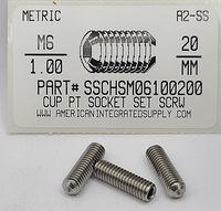M6-1.00X20MM SOCKET SET SCREW CUP POINT A2 STAINLESS STEEL D916