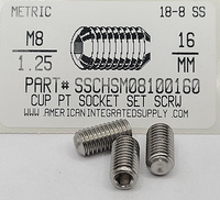 M8-1.25X16MM SOCKET SET SCREW CUP POINT A2 STAINLESS STEEL D916
