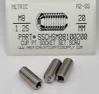 M8-1.25X20MM SOCKET SET SCREW CUP POINT A2 STAINLESS STEEL D916