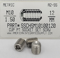 M10-1.50X12MM SOCKET SET SCREW CUP POINT A2 STAINLESS STEEL D916