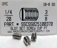 1/4-20X3/8 SLOTTED SET SCREW CUP POINT 18-8 STAINLESS STEEL