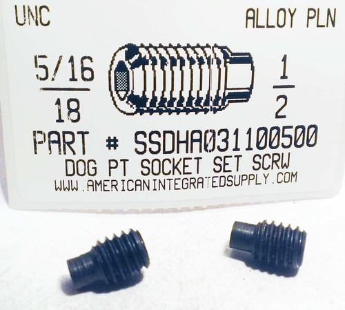 5/16-18X1/2 SOCKET SET SCREW FULL DOG POINT ALLOY STEEL PLAIN