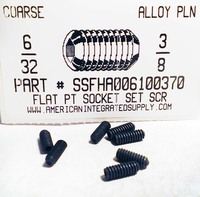 #6-32X3/8 SOCKET SET SCREW FLAT POINT ALLOY STEEL PLAIN