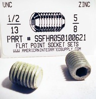 1/2-13X5/8 SOCKET SET SCREW FLAT POINT ALLOY STEEL ZINC PLATED (DISCONTINUED)