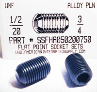 1/2-20X3/4 SOCKET SET SCREW FLAT POINT ALLOY STEEL PLAIN