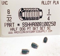 #8-32X1/4 SOCKET SET SCREW HALF DOG POINT ALLOY STEEL PLAIN