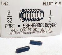 #8-32X1/2 SOCKET SET SCREW HALF DOG POINT ALLOY STEEL PLAIN