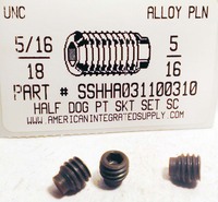 5/16-18X5/16 SOCKET SET SCREW HALF DOG POINT ALLOY STEEL PLAIN