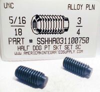 5/16-18X3/4 SOCKET SET SCREW HALF DOG POINT ALLOY STEEL PLAIN
