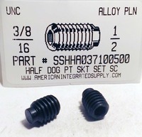 3/8-16X1/2 SOCKET SET SCREW HALF DOG POINT ALLOY STEEL PLAIN