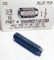 3/8-16X1-1/2 SOCKET SET SCREW HALF DOG POINT ALLOY STEEL PLAIN