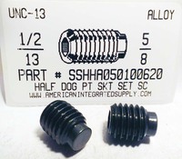 1/2-13X5/8 SOCKET SET SCREW HALF DOG POINT ALLOY STEEL PLAIN