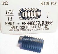 1/2-13X1 SOCKET SET SCREW HALF DOG POINT ALLOY STEEL PLAIN