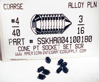 #4-40X3/16 SOCKET SET SCREW CONE POINT ALLOY STEEL PLAIN