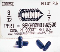 #8-32X1/2 SOCKET SET SCREW CONE POINT ALLOY STEEL PLAIN