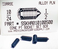 #10-24X1/2 SOCKET SET SCREW CONE POINT ALLOY STEEL PLAIN
