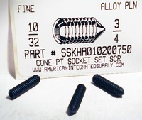 #10-32X3/4 SOCKET SET SCREW CONE POINT ALLOY STEEL PLAIN