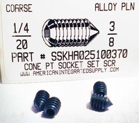 1/4-20X3/8 SOCKET SET SCREW CONE POINT ALLOY STEEL PLAIN